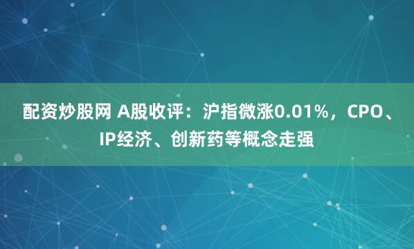 配资炒股网 A股收评：沪指微涨0.01%，CPO、IP经济、创新药等概念走强