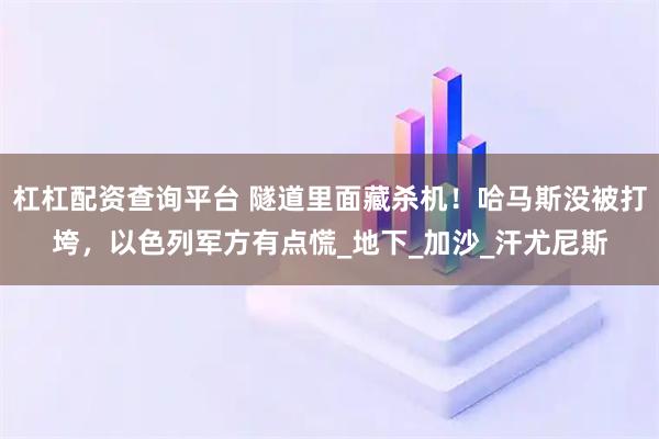杠杠配资查询平台 隧道里面藏杀机！哈马斯没被打垮，以色列军方有点慌_地下_加沙_汗尤尼斯